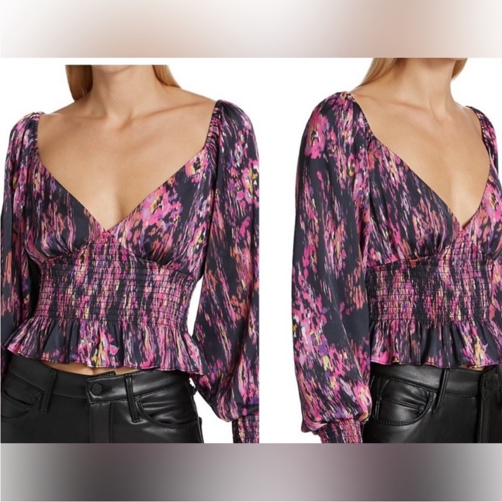 Wayf heartbreaker smocked top